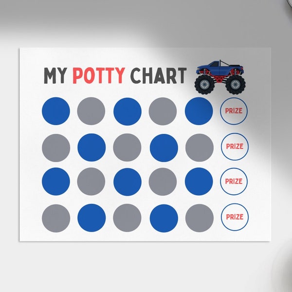 Potty Chart Printable Monster Truck - Etsy