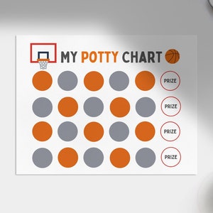 Basketball Potty Training Chart - Instant Download - Toddler Toilet Training - Printable