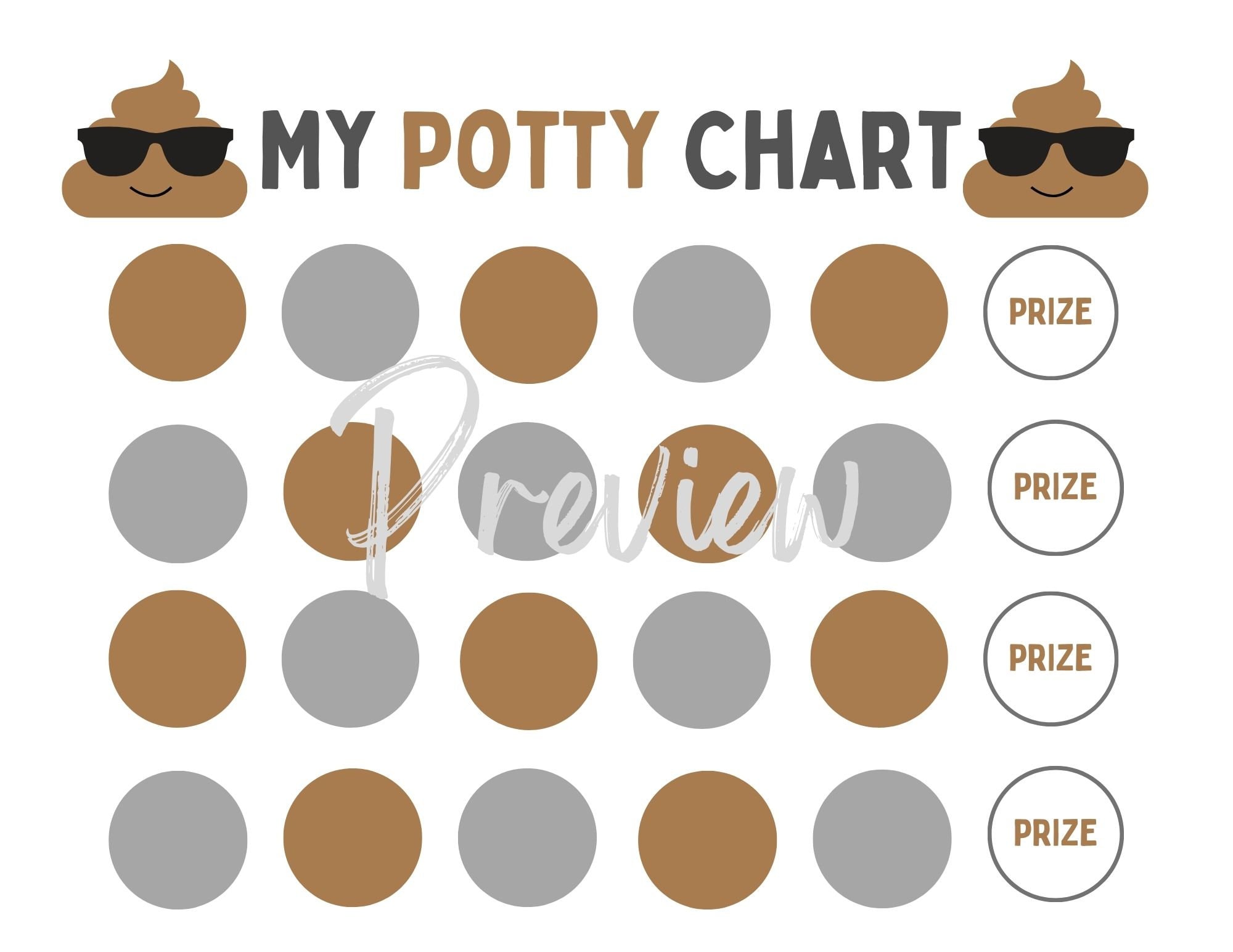 Poop Emoji Potty Training Chart - Instant Download - Toddler Toilet ...