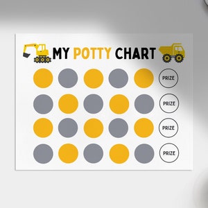 Construction Potty Training Chart - Instant Download - Toddler Toilet Training - Printable