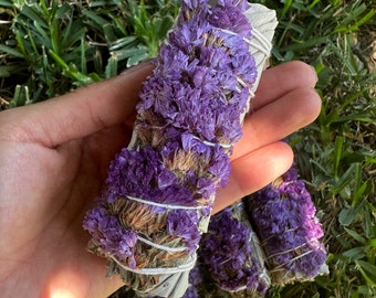 Floral White Sage Smudging Wand 4&quot;
