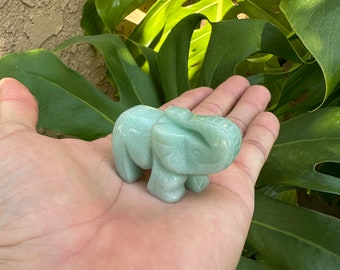 1.5" Crystal Elephant Statue, Hand Carved Gemstone Elephant, Jade Elephant