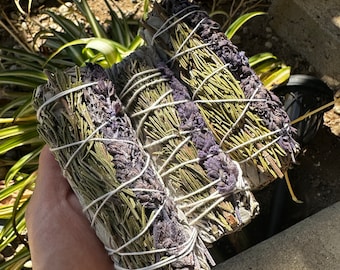 Rosemary Lavender and Sage Smudge Stick, Purification and Positive Energy Ritual Wands