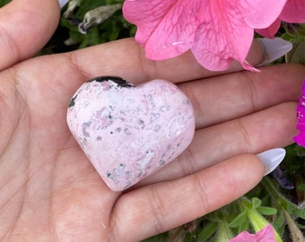 Rhodonite heart crystal