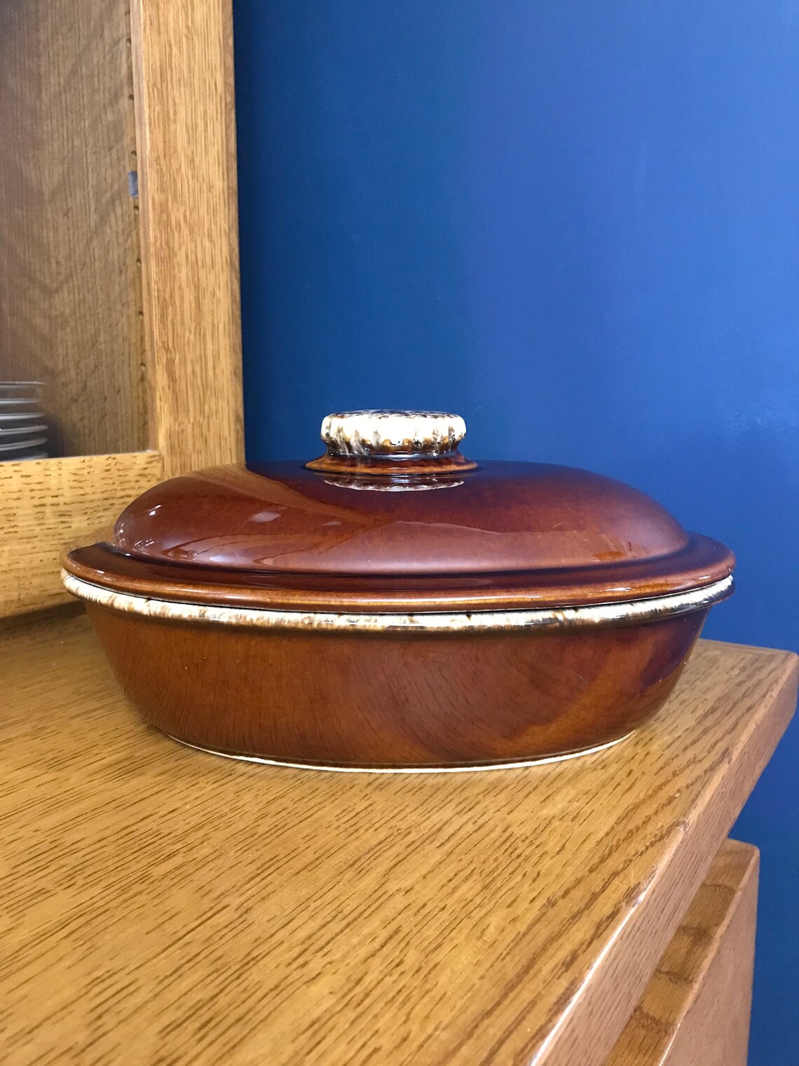 Hull Pottery Brown Drip Casserole Dish Etsy