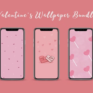 3-Pack Valentine&#39;s Day Wallpaper Bundle | Cute Candy Hearts | Aesthetic Phone Background | Digital Download