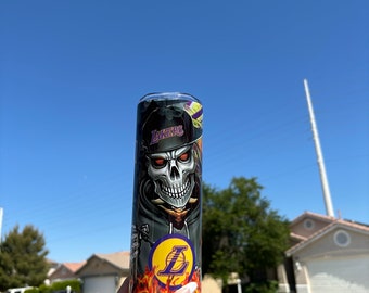 Los Angeles Lakers Skull 20oz Tumbler: Sublimation Stainless Steel
