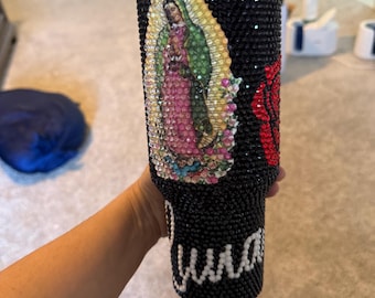 Vaso personalizado Stanley Virgen de Guadalupe con brillantes / vaso con diamantes de imitación