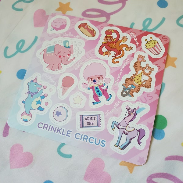 Crinkle Circus Vinyl Animal Artist Collaboration Kiss Cut Sticker Sheet