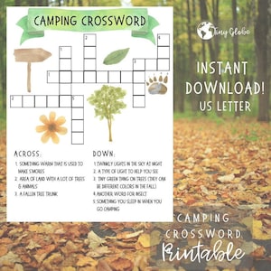 Camping Crossword Puzzle Printable (tiny explorers)