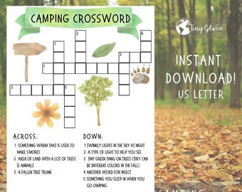 Camping Crossword Puzzle Printable (tiny explorers)