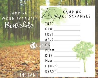 Camping Word Scramble Printable (tiny explorers)