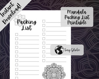 Mandala Packing List Printable