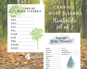 Camping Word Scramble Printable (multi-pack)