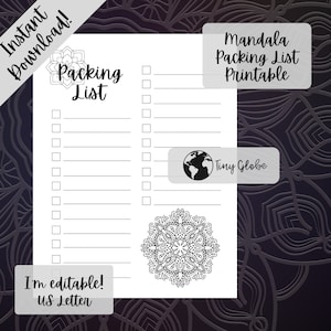 Mandala Packing List Printable image 1