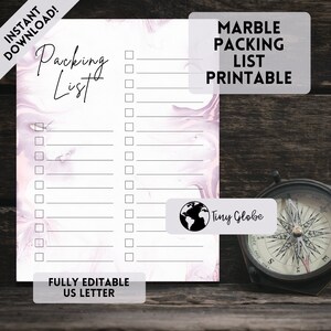 Marble Packing List Printable