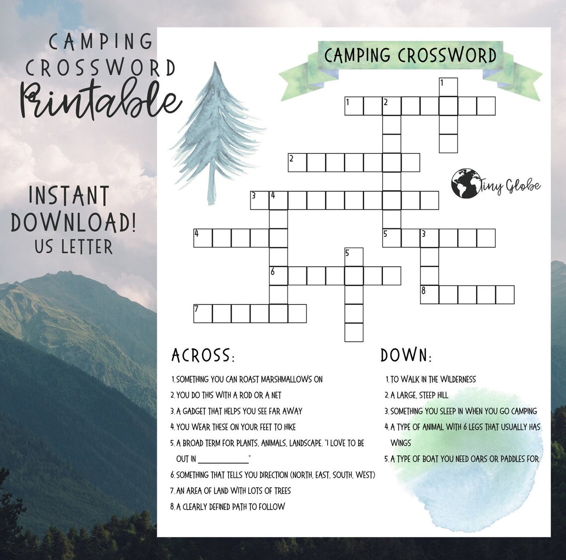 Camping Crossword Puzzle Printable Big Explorers Etsy Espa a Camping Crossword Puzzle Printable Big Explorers Etsy Espa a