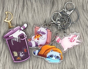 Trash Panda Raccoon Acrylic Keychain SHAKER Charms