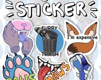 Various Furry Stickers Fursona Maws Paws Furry Trash