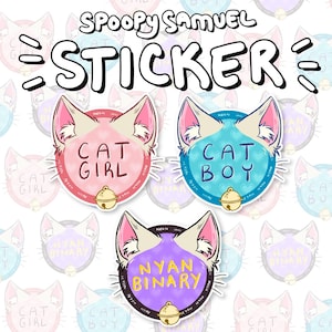 Pegatina Nyanbinary de Chica Gato y Chico Gato