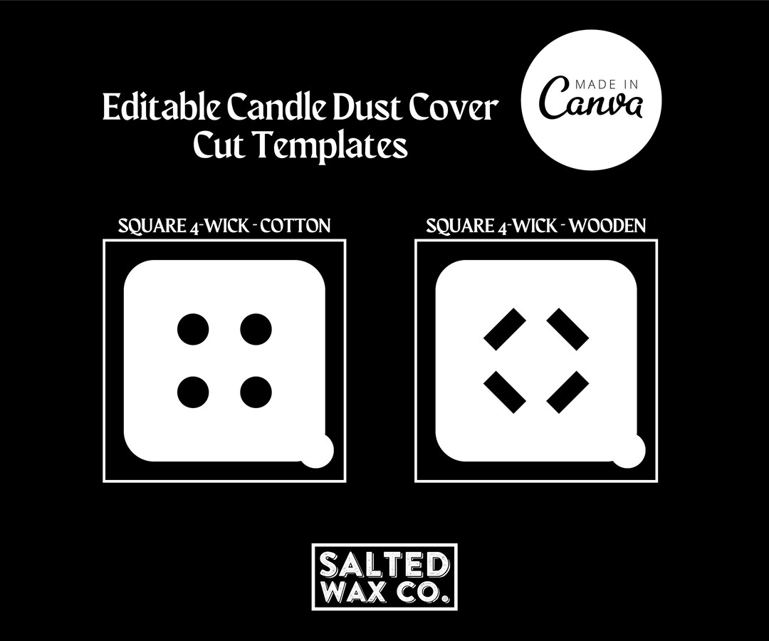 Editable Candle Dust Cover Cut Templates Square 4wick Etsy