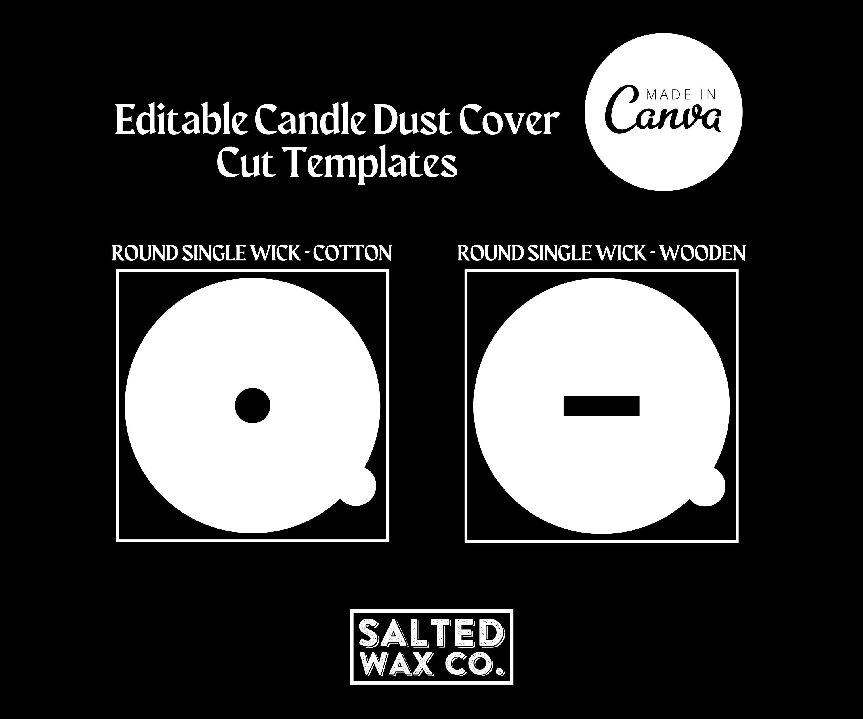 Printable Candle Dust Cover Template, Editable Candle Dust Covers,  Minimalist Candle Dust Cover Circle & Square 