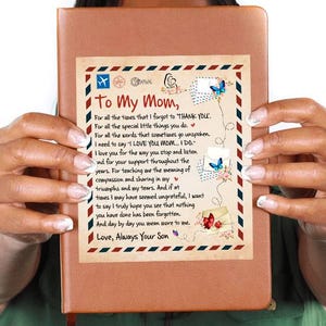 Custom Journal, Graphic Vegan Leather Journal for Mom, Personalized Keepsake Notebook, Sentimental Mother&#39;s Day, Birthday, Retirement Gift