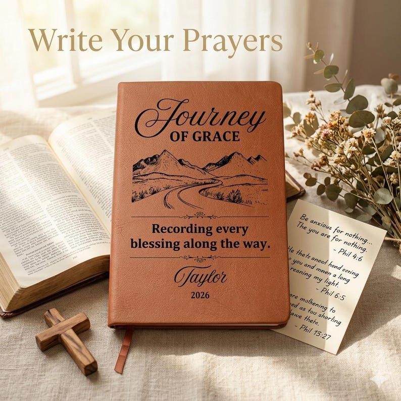 Class of 2026 Prayer Journal, Personalized Christian Graduation Gift from Parents, Leather Notebook for College Student image 20