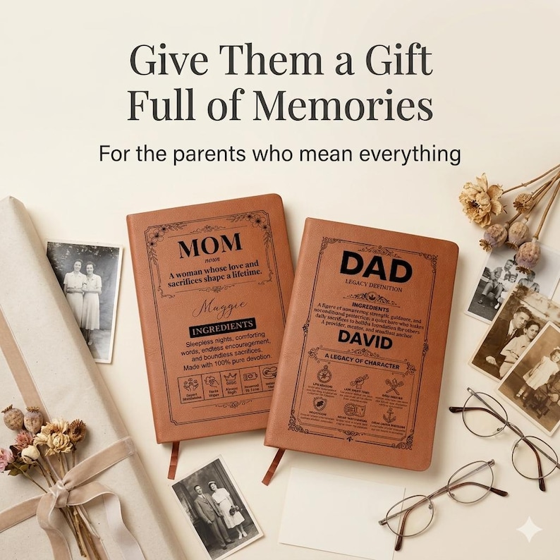 Set di diari personalizzati per i genitori, "Raccontami la tua storia", libri dei ricordi per mamma e papà, regalo di famiglia da parte dei figli. immagine 9