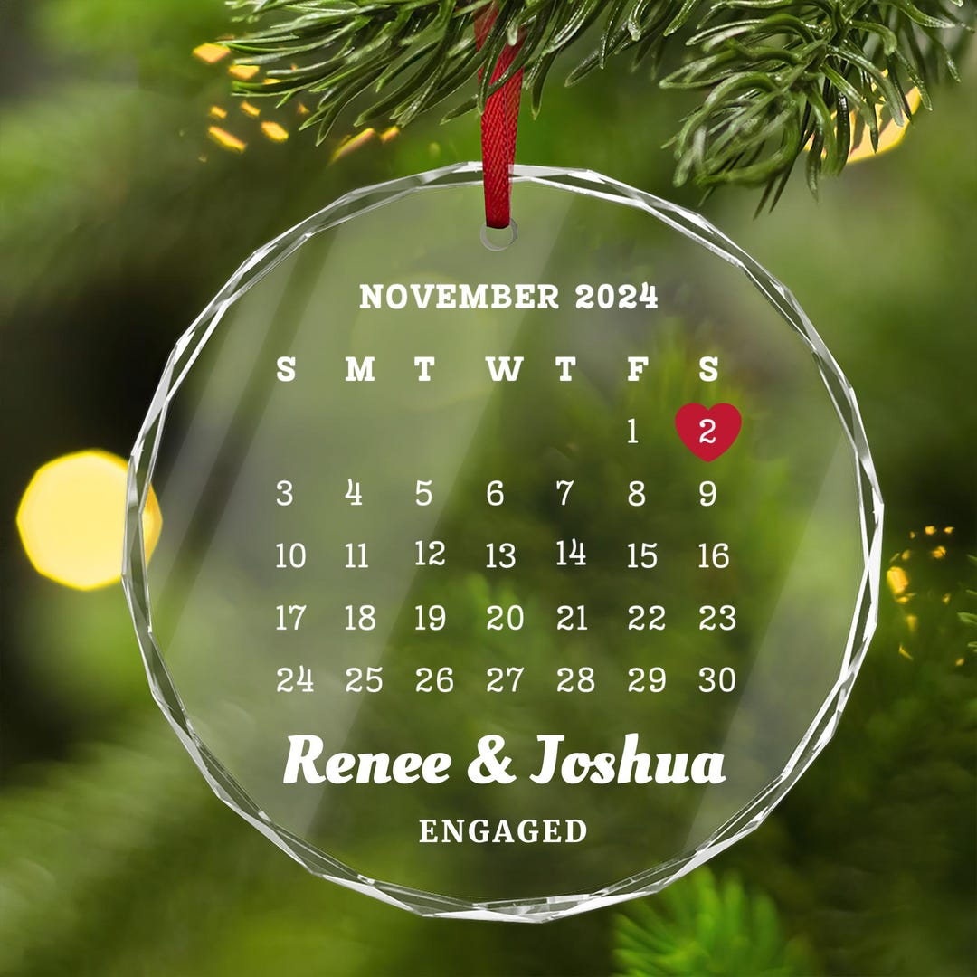 2024 Personalized Christmas Hanging Ornament, Engaged Engagement Gift