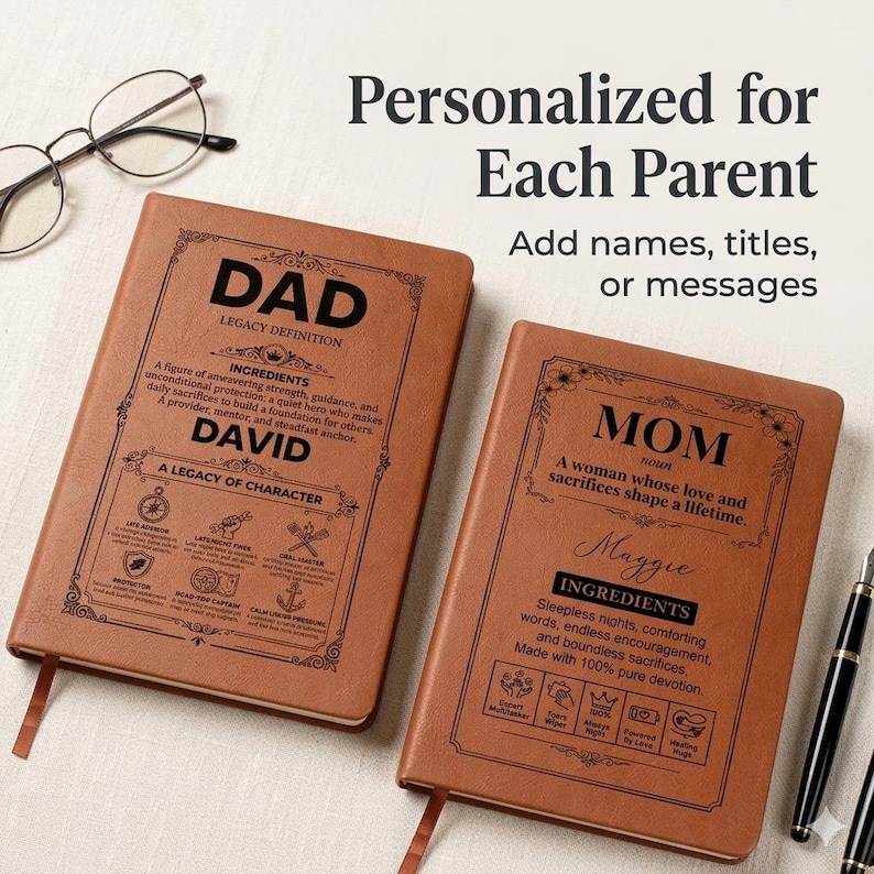 Set di diari personalizzati per i genitori, "Raccontami la tua storia", libri dei ricordi per mamma e papà, regalo di famiglia da parte dei figli. immagine 11