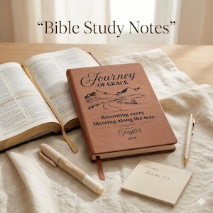 Class of 2026 Prayer Journal, Personalized Christian Graduation Gift from Parents, Leather Notebook for College Student image 2