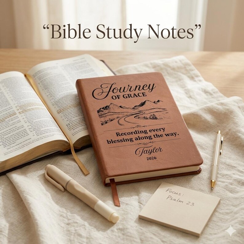 Class of 2026 Prayer Journal, Personalized Christian Graduation Gift from Parents, Leather Notebook for College Student image 2