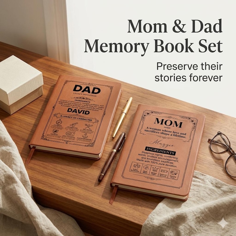 Set di diari personalizzati per i genitori, "Raccontami la tua storia", libri dei ricordi per mamma e papà, regalo di famiglia da parte dei figli. immagine 6