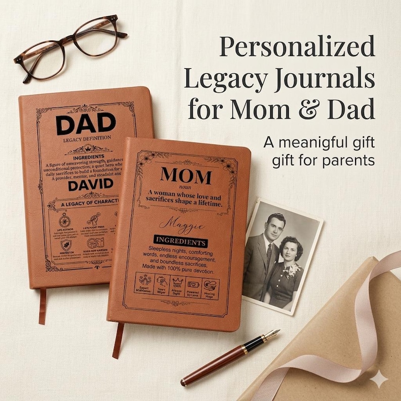 Set di diari personalizzati per i genitori, "Raccontami la tua storia", libri dei ricordi per mamma e papà, regalo di famiglia da parte dei figli. immagine 2