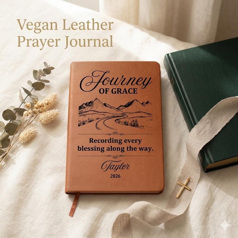 Class of 2026 Prayer Journal, Personalized Christian Graduation Gift from Parents, Leather Notebook for College Student image 9