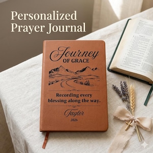 Class of 2026 Prayer Journal, Personalized Christian Graduation Gift from Parents, Leather Notebook for College Student image 8