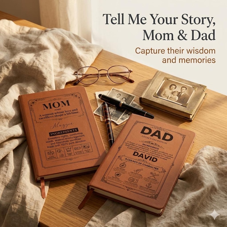 Set di diari personalizzati per i genitori, "Raccontami la tua storia", libri dei ricordi per mamma e papà, regalo di famiglia da parte dei figli. immagine 13