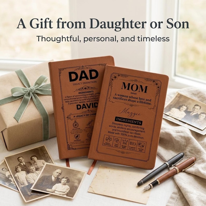 Set di diari personalizzati per i genitori, "Raccontami la tua storia", libri dei ricordi per mamma e papà, regalo di famiglia da parte dei figli. immagine 10