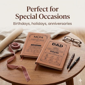 Set di diari personalizzati per i genitori, "Raccontami la tua storia", libri dei ricordi per mamma e papà, regalo di famiglia da parte dei figli. immagine 16
