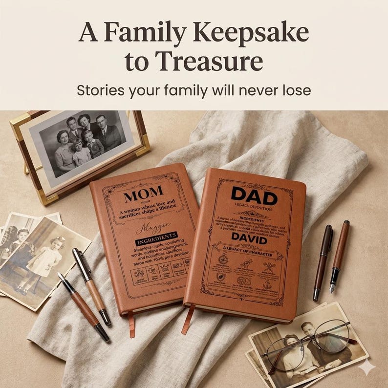 Set di diari personalizzati per i genitori, "Raccontami la tua storia", libri dei ricordi per mamma e papà, regalo di famiglia da parte dei figli. immagine 12