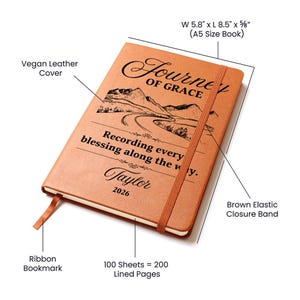 Class of 2026 Prayer Journal, Personalized Christian Graduation Gift from Parents, Leather Notebook for College Student image 5