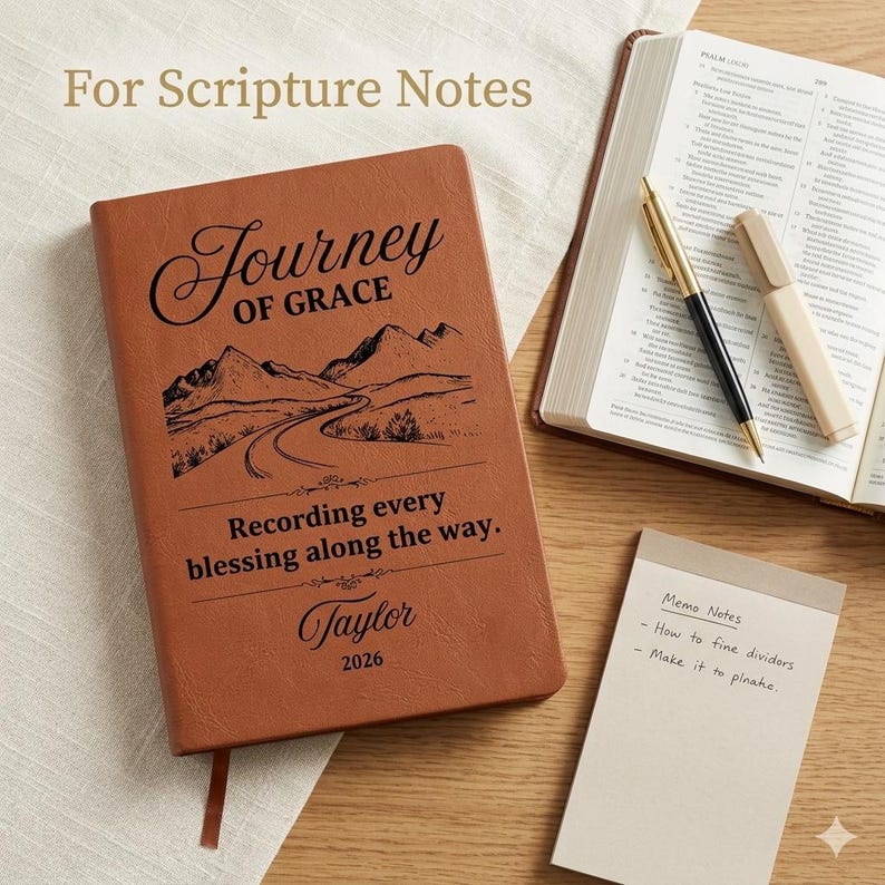Class of 2026 Prayer Journal, Personalized Christian Graduation Gift from Parents, Leather Notebook for College Student image 19