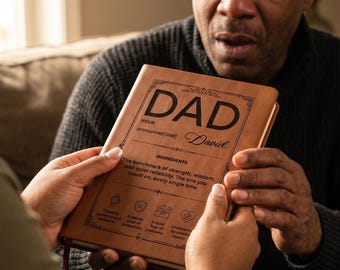Meningsfull dagbok för pappa, personlig läderanteckningsbok, personligt namn, hjärtlig present till pappa från dotter
