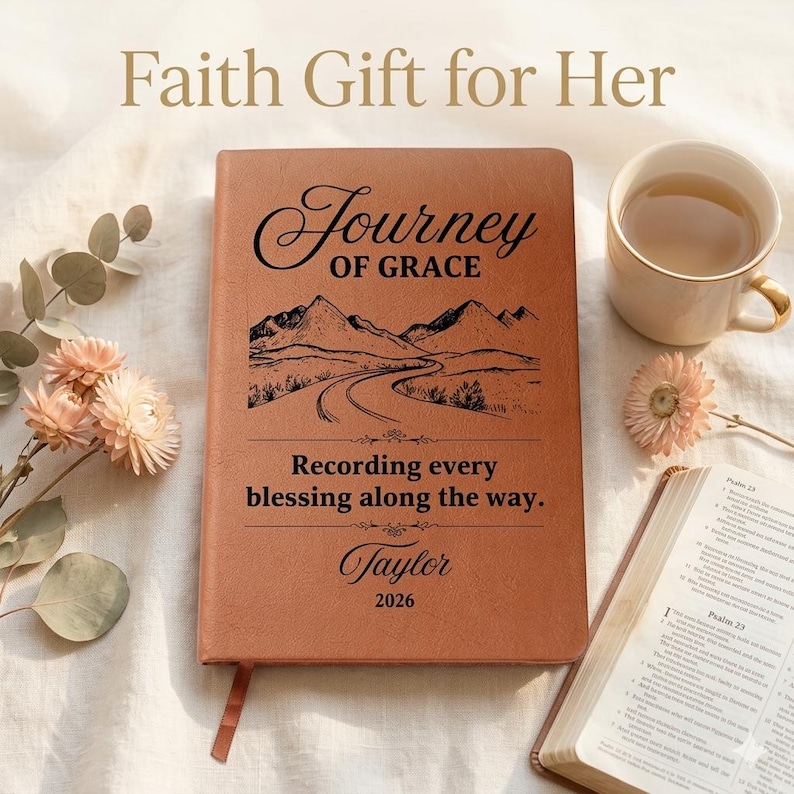 Class of 2026 Prayer Journal, Personalized Christian Graduation Gift from Parents, Leather Notebook for College Student image 10