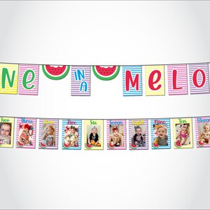 One In A Melon First Year Birthday Photo Banner