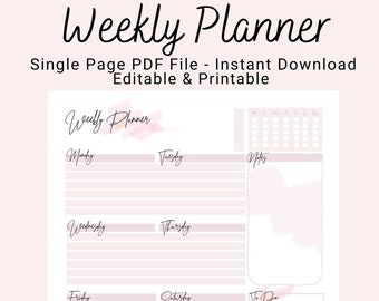 Editable PDF Weekly Planner Printable & Editable A4, A5, Letter ...