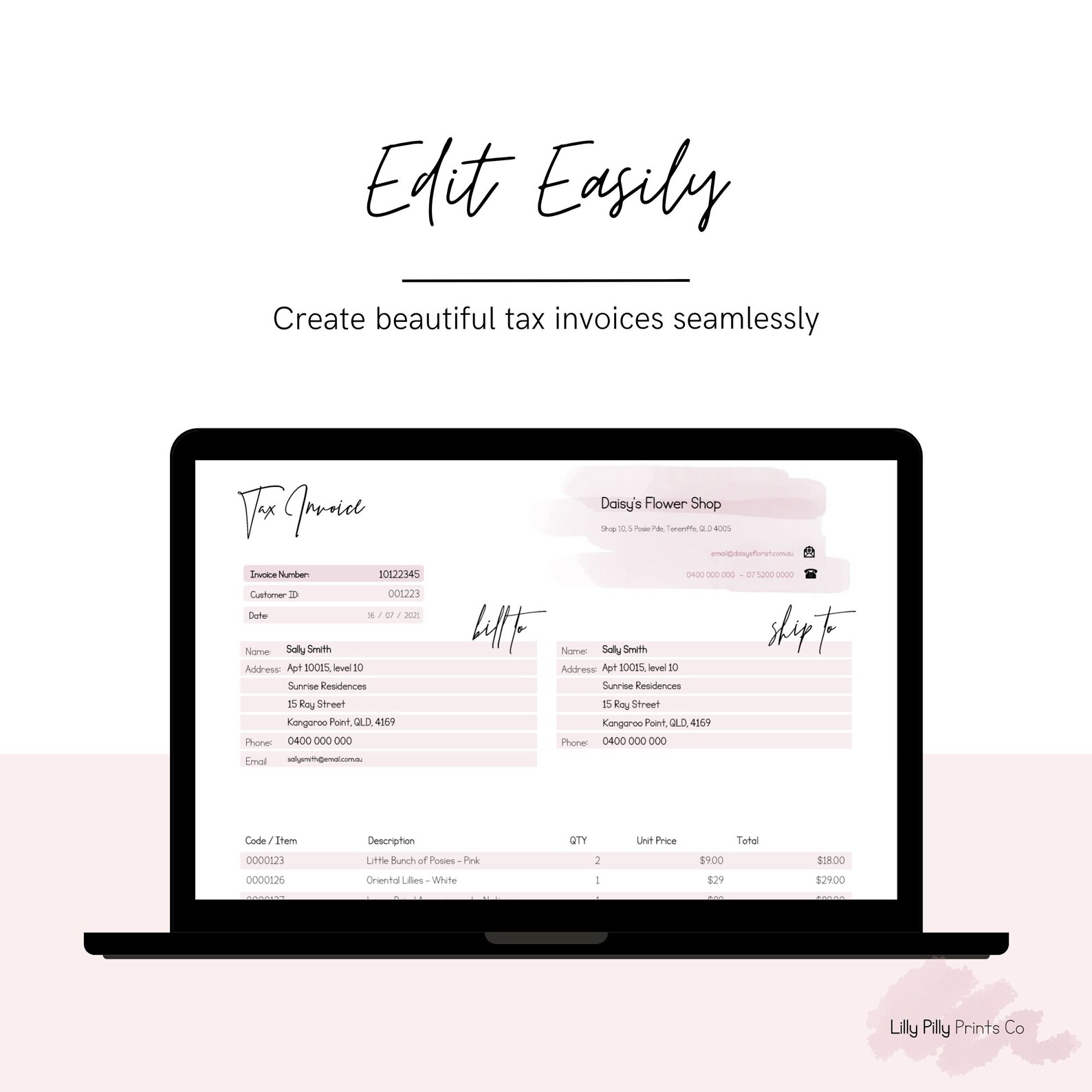 Editable PDF Tax Invoice | Printable &amp; Editable | Professional Tax ...
