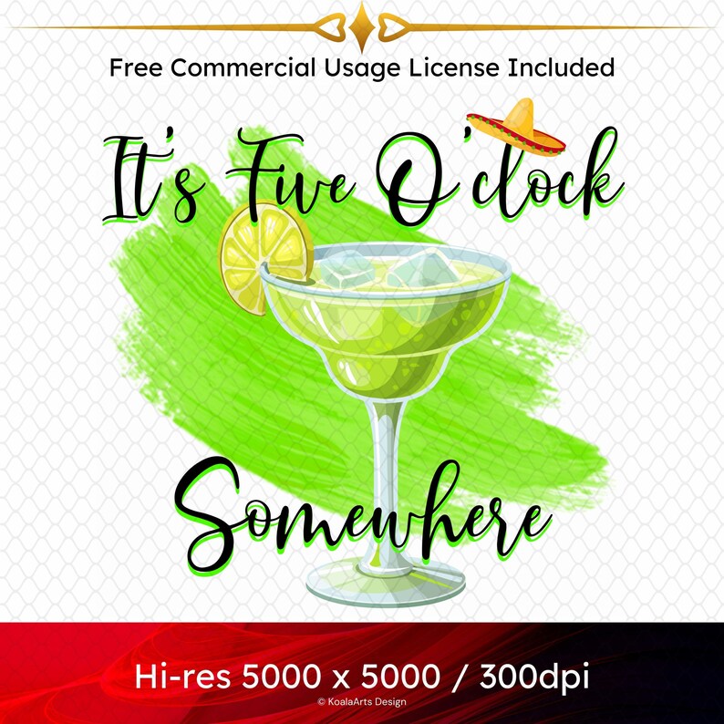 It's 5 O'clock Somewhere PNG Digital Files, Dye Sublimation, Dye ...