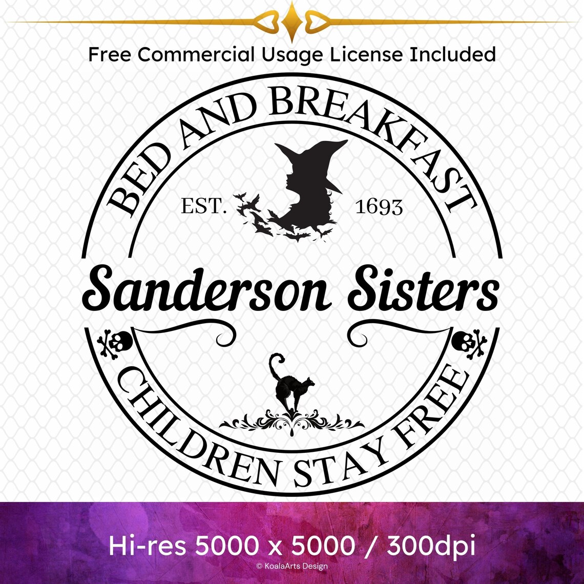 Sanderson Sisters Bed and Breakfast Set 01, Three 3 Designs/9 Files, in